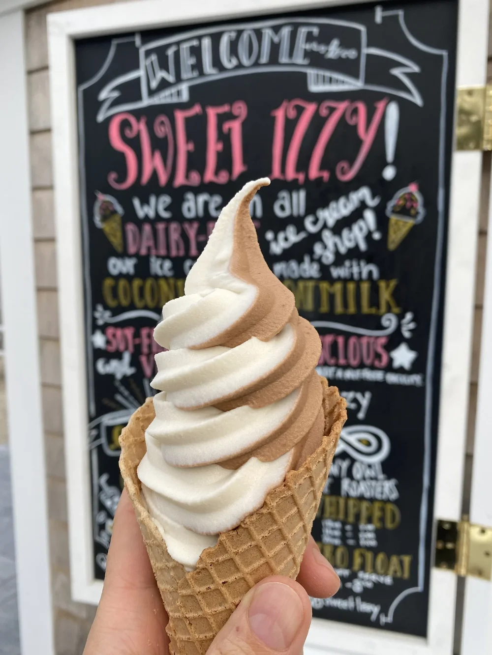Sweet Izzy soft-serve ice cream outside the shop